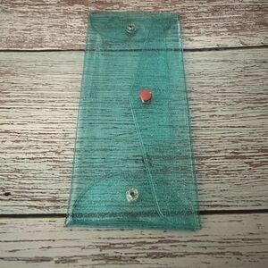 Transparent Teal Glitter Cosmetic Bag